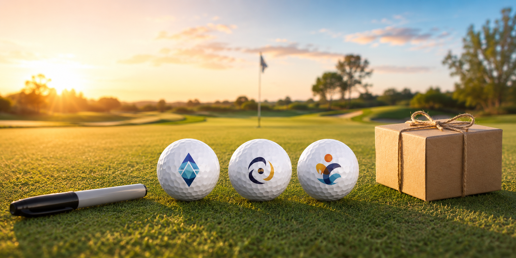 custom golf balls on a course